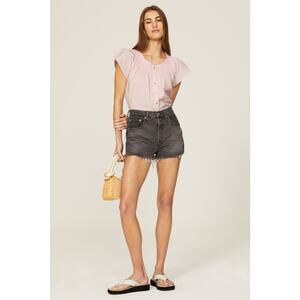 BB DAKOTA Women's Light Pink 100% Cotton Button Front Fairy Dust Top Size Medium